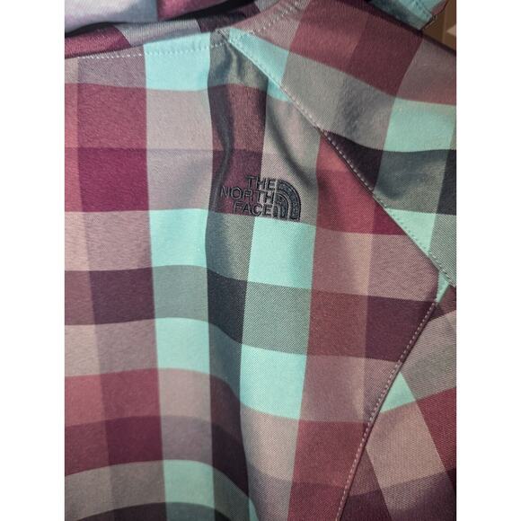 The North Face Coat Women’s XS Extra Small Hooded Jacket Green Purple Plaid - Picture 12 of 14
